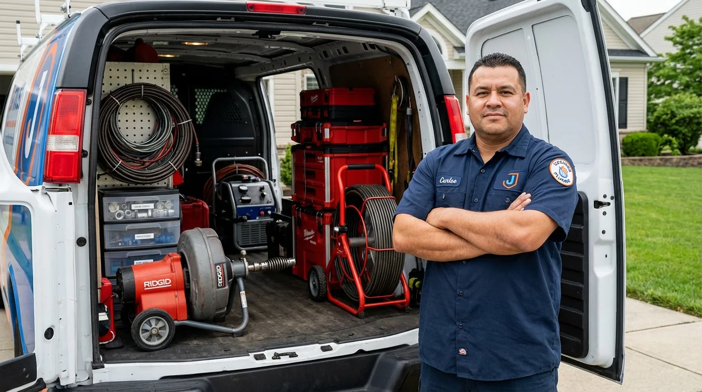 Professional drain cleaning equipment and Johns Plumbing LLC plumber in Acton