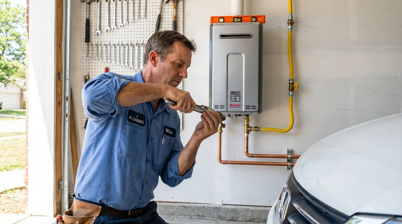 Tankless water heater installation by a Johns Plumbing LLC plumber in Acton
