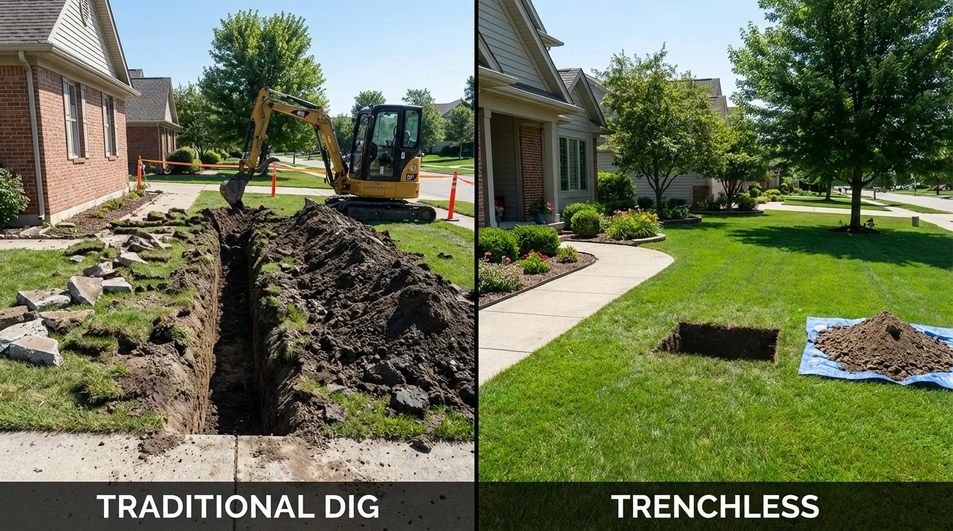 Trenchless sewer repair with minimal yard damage versus traditional excavation in Acton, CA